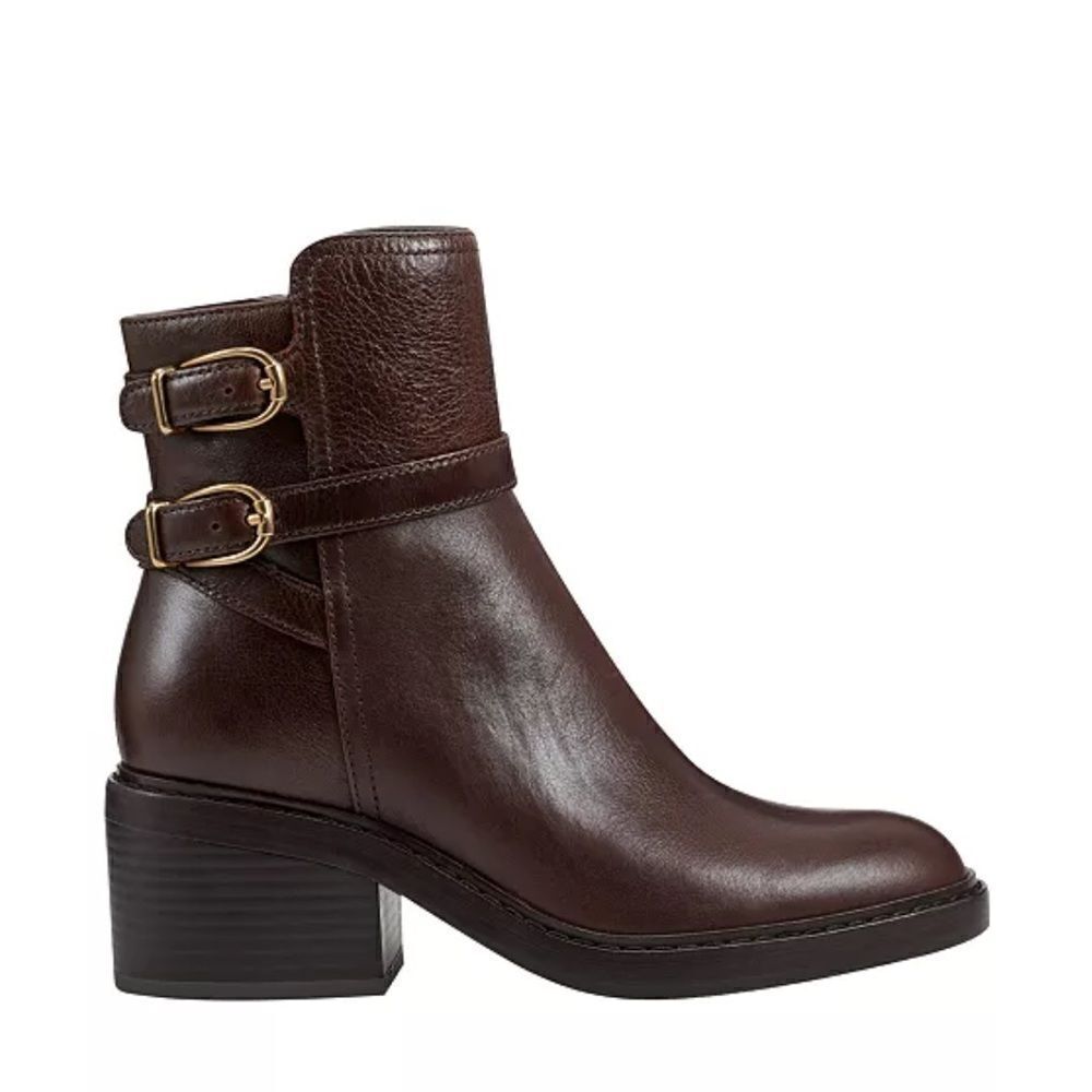 Marc Fisher Women's Marieta Block Heel Dress Booties Dark Brown - Picture 2 of 5